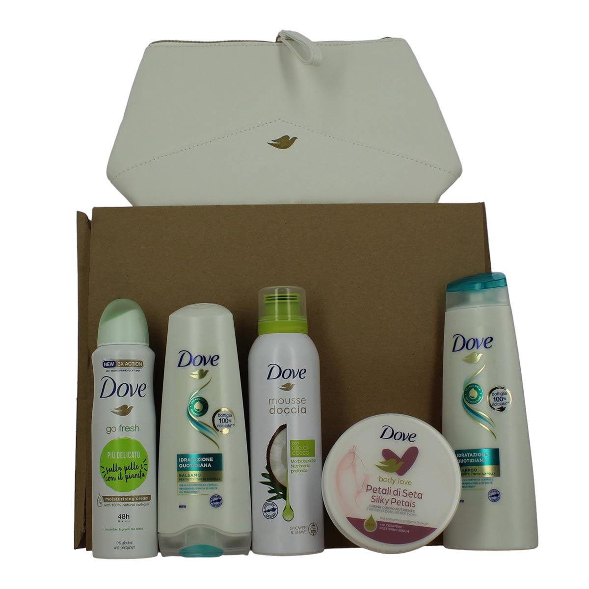 Dove Go Fresh Crema Suavizante 1Un + Balsamo 1U + Espuma De Coco 1U + Crema Corporal Petalos 1U + Champu 1U